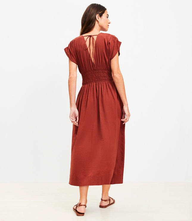 LOFT Beach Crinkle Smocked Midi Pocket Dress carousel Product Image 3