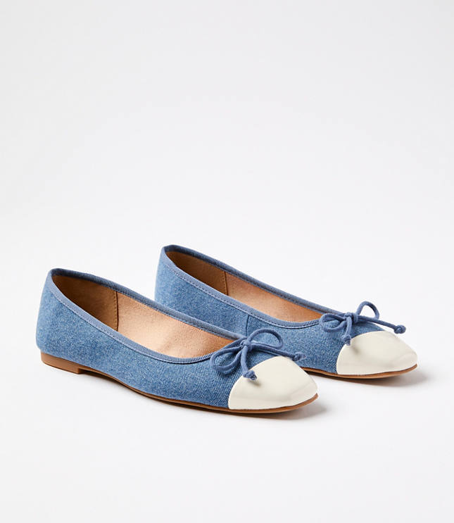 Loft Chambray Soft Cap Toe Ballet Flats