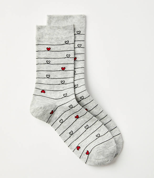 Open Heart Stripe Crew Socks