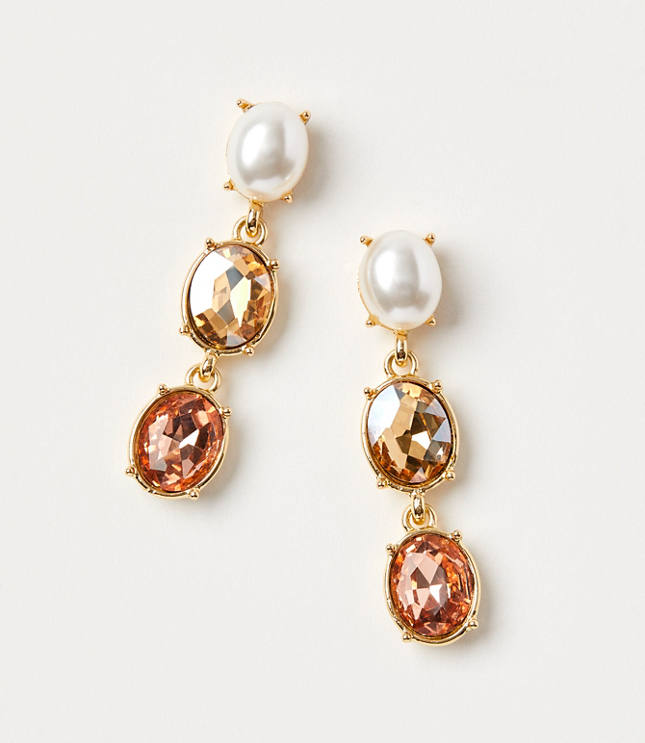 Pearlized Crystal Drop Earrings