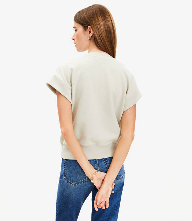 Pleated V-Neck Sweatshirt