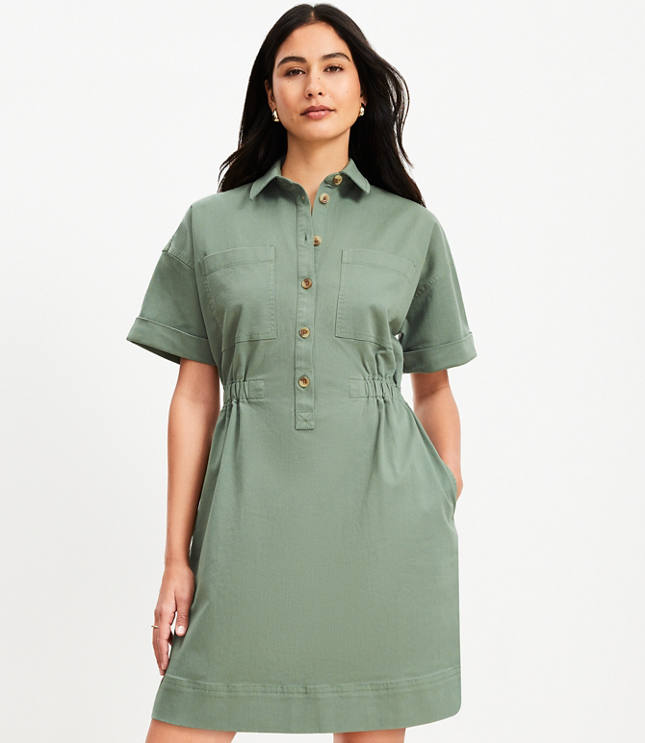 Petite Twill Utility Mini Pocket Dress