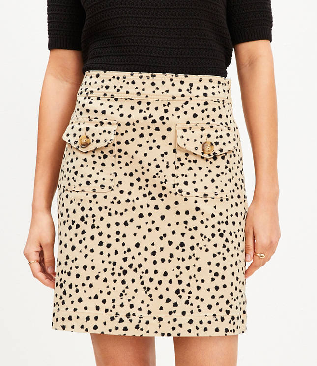 Tall Cheetah Print Twill Mini Pocket Skirt