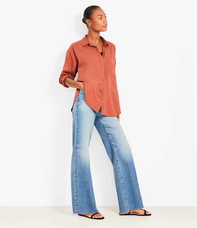 Linen Blend Everyday Oversized Pocket Shirt