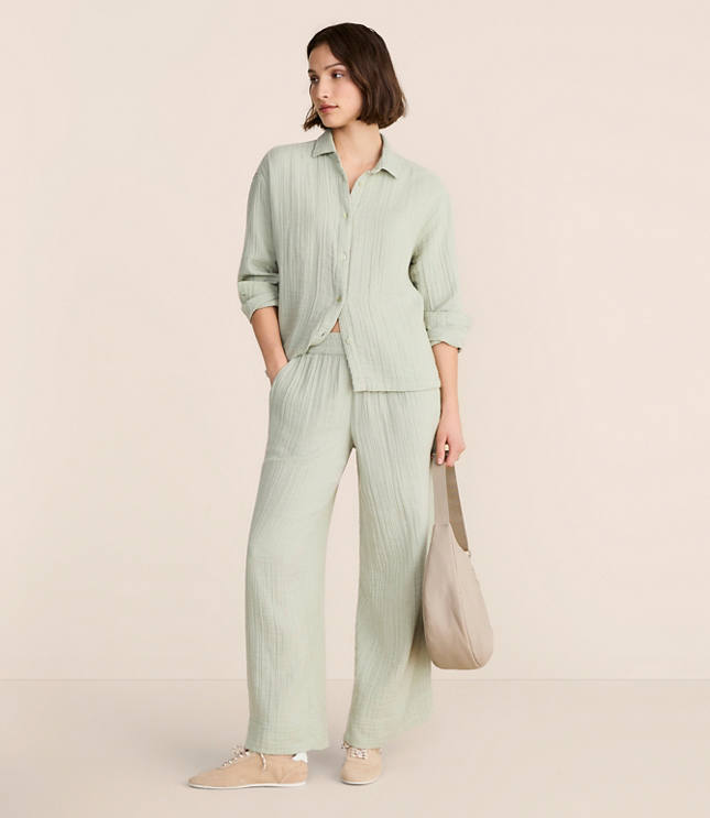 Petite Lou & Grey Triple Cloth Wide Leg Pants