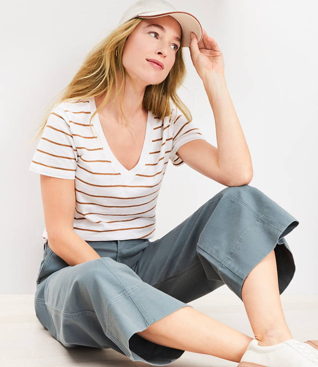 Petite Striped Everyday V-Neck Tee