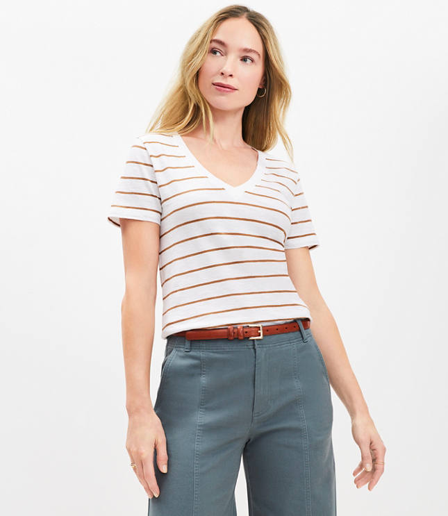 Petite Striped Everyday V-Neck Tee