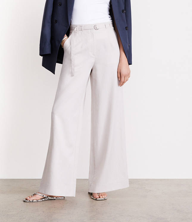 LOFT Versa Pure Spun Belted Wide Leg Pants