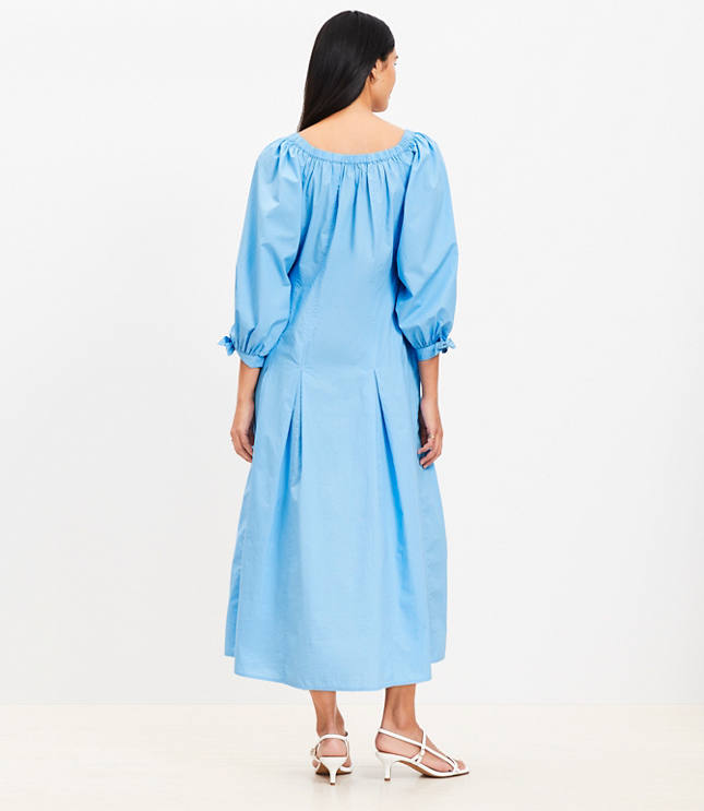 Petite Poplin Tie Cuff Midi Dress