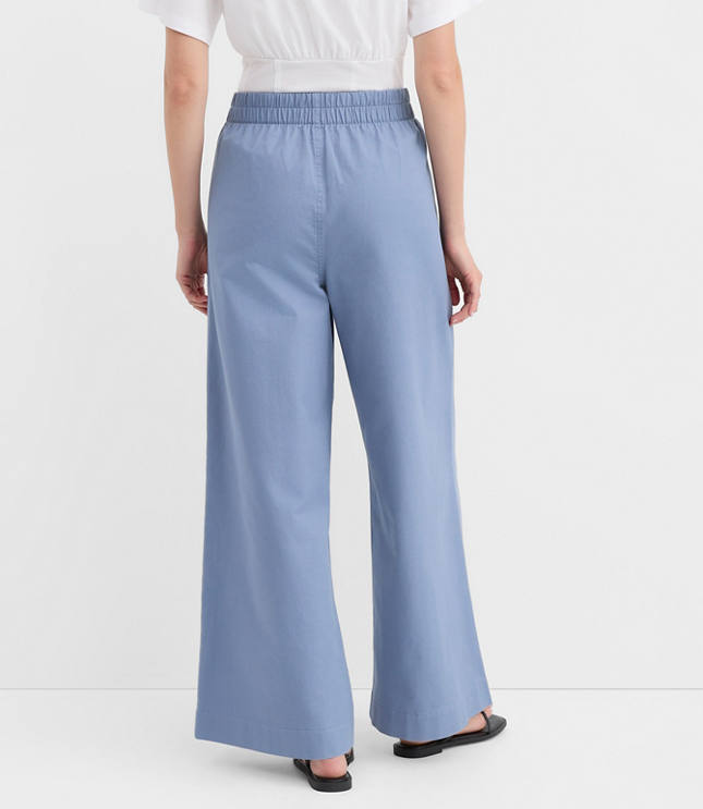 Pleated Pull On Wide Leg Pants in Twill