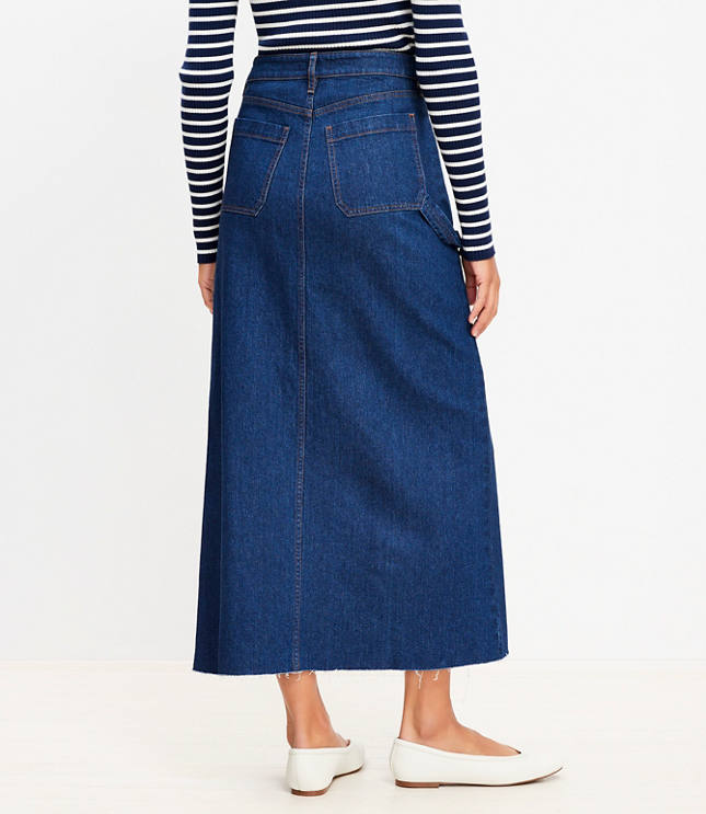 Petite Denim Utility Maxi Skirt