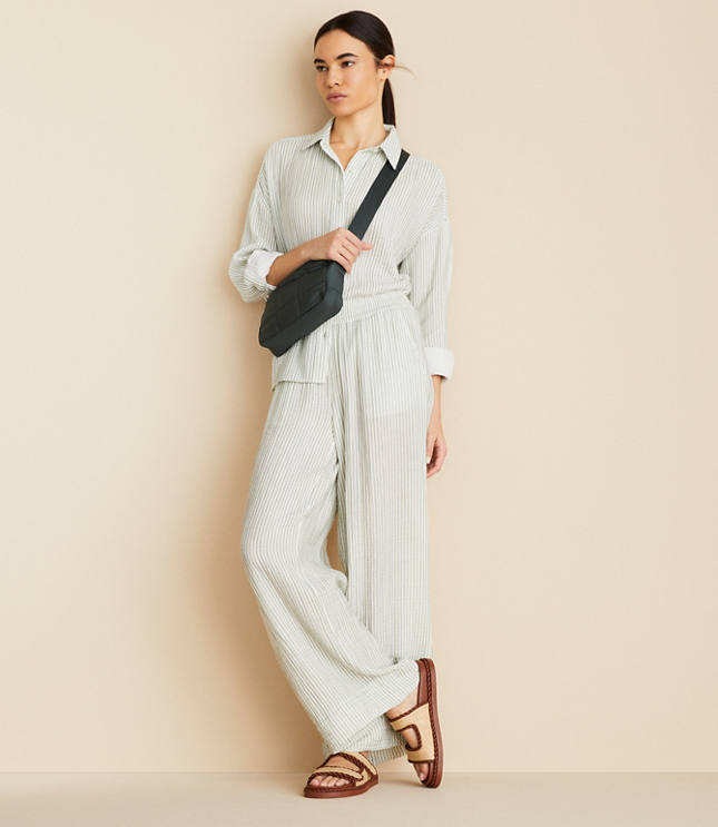 Lou & Grey Striped Triple Cloth Wide Leg Pants