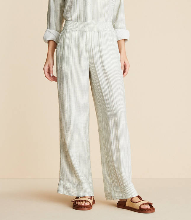 Lou & Grey Striped Triple Cloth Wide Leg Pants