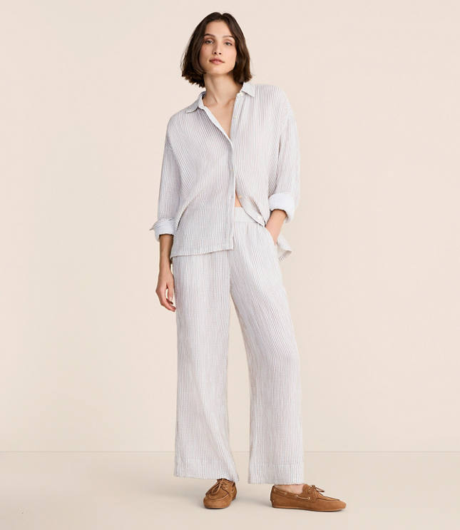 Lou & Grey Striped Triple Cloth Wide Leg Pants