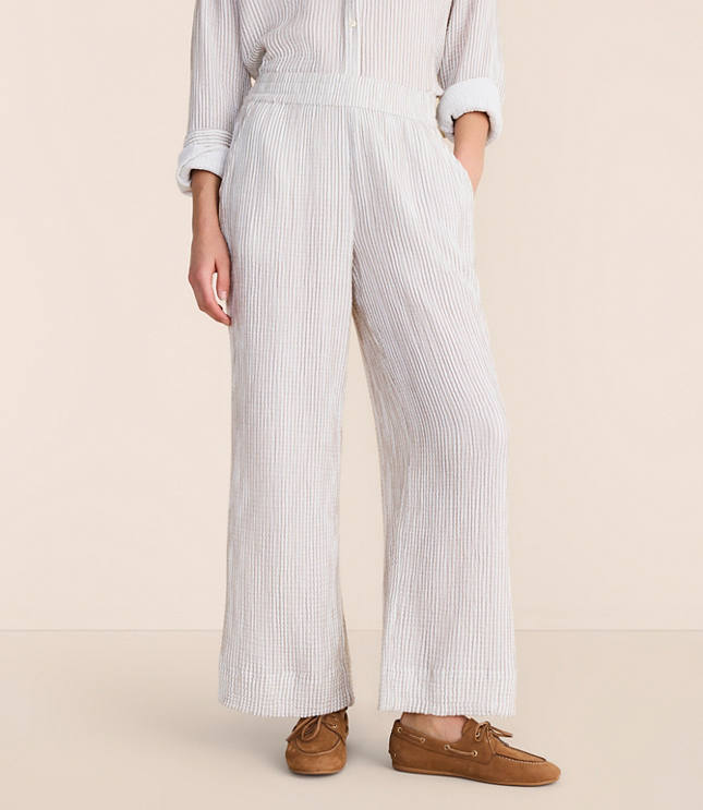 Lou & Grey Striped Triple Cloth Wide Leg Pants