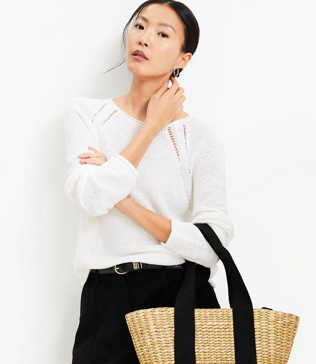 Pointelle Raglan Sweater