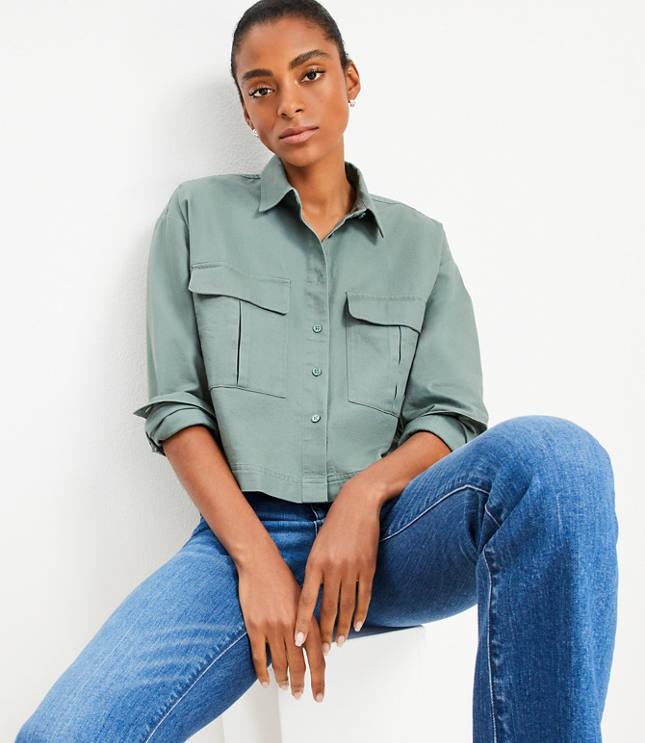 Petite Wide Sleeve Modern Utility Shirt