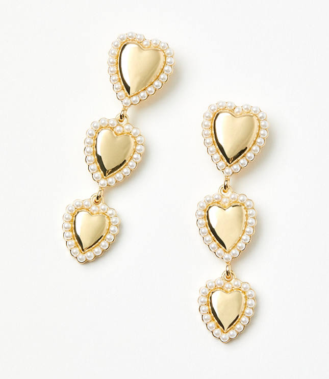 Pearlized Heart Drop Statement Earrings