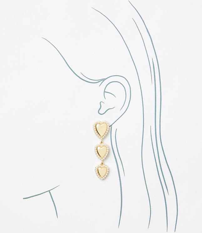 Pearlized Heart Drop Statement Earrings