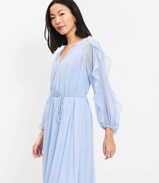 Petite Chiffon Ruffle Maxi Dress