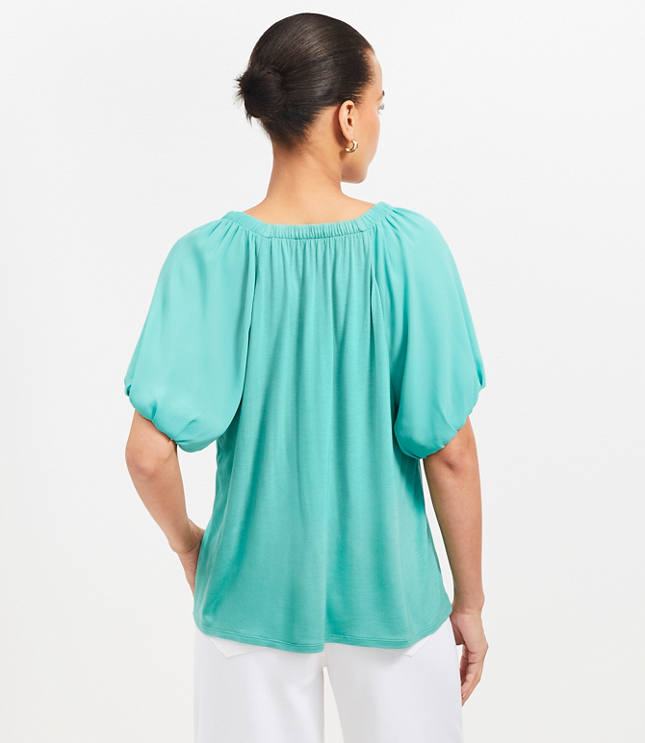 V-Neck Mixed Media Top