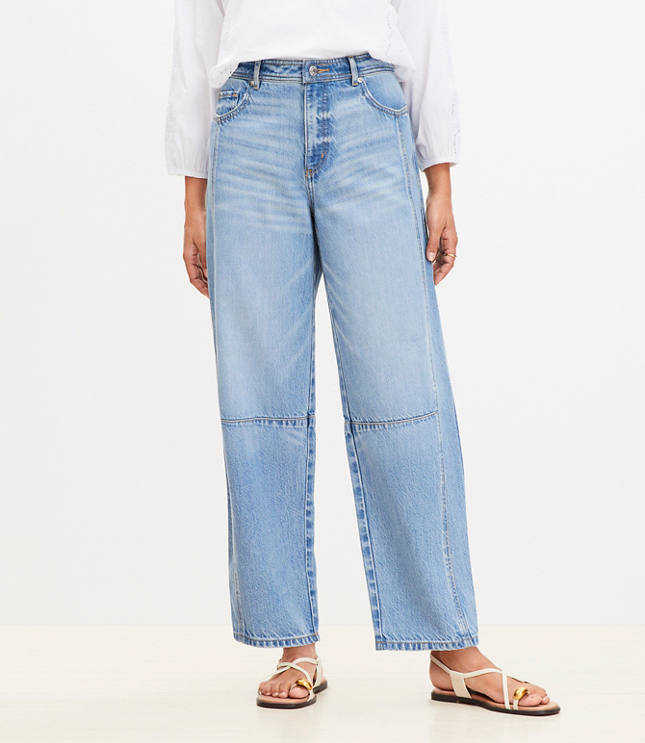 High Rise Barrel Jeans Light Vintage Indigo Wash