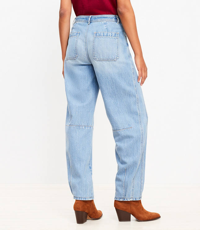 High Rise Barrel Jeans in Light Vintage Indigo Wash