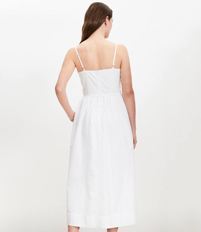 Tie Poplin Midi Pocket Dress