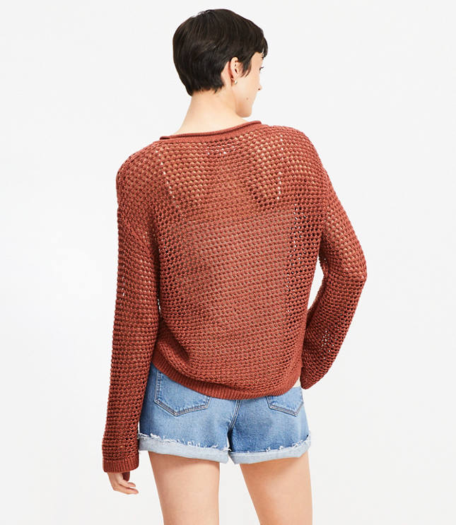 Mesh Wide Sleeve Boatneck Sweater