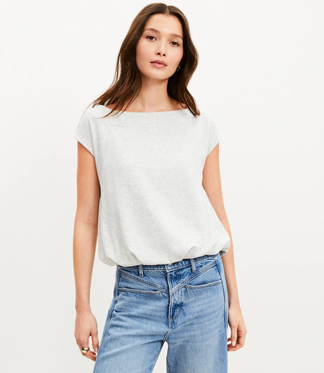 Petite Cap Sleeve Bubble Hem Sweatshirt