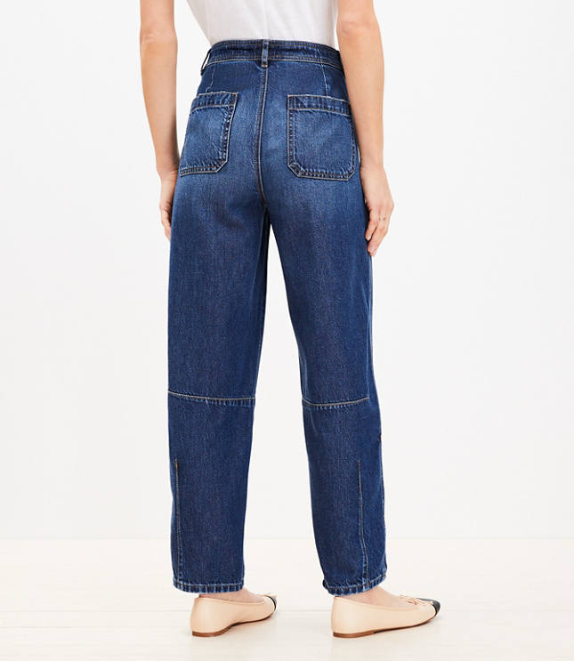 High Rise Barrel Jeans in Dark Wash