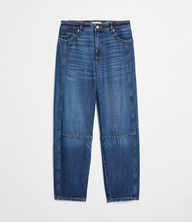 Curvy High Rise Barrel Jeans in Dark Wash