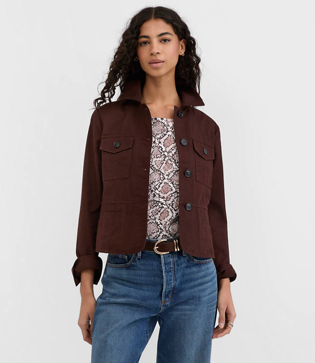 Petite Twill Tailored Utility Jacket