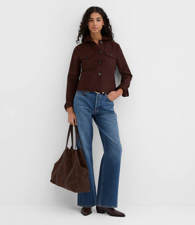 Petite Twill Tailored Utility Jacket