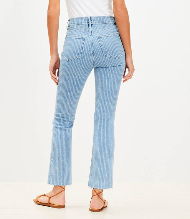 Fresh Cut High Rise Kick Crop Jeans in Blue Stripe