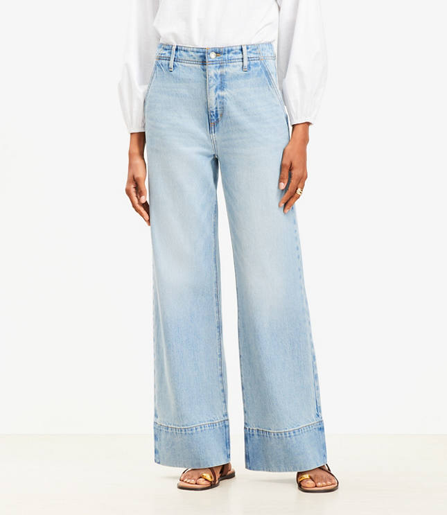 High Rise Wide Leg Jeans in Vintage Light Indigo Wash