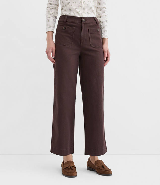 Petite Curvy Palmer Wide Leg Crop Pants in Twill