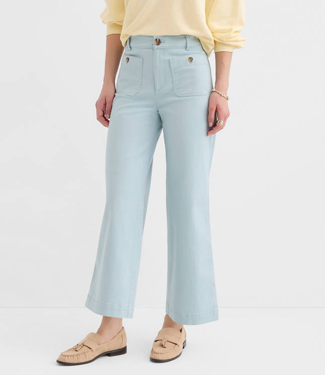 Petite Curvy Palmer Wide Leg Crop Pants in Twill