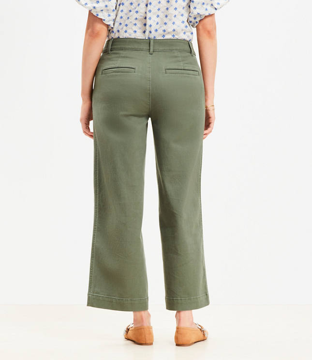 Petite Curvy Palmer Wide Leg Crop Pants in Twill