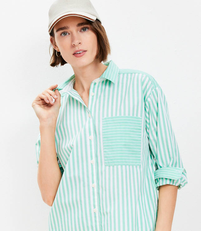 Striped Poplin Everyday Oversized Pocket Shirt