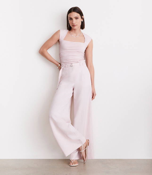 Petite LOFT Versa 360 Knit Ruched Square Neck Bodysuit