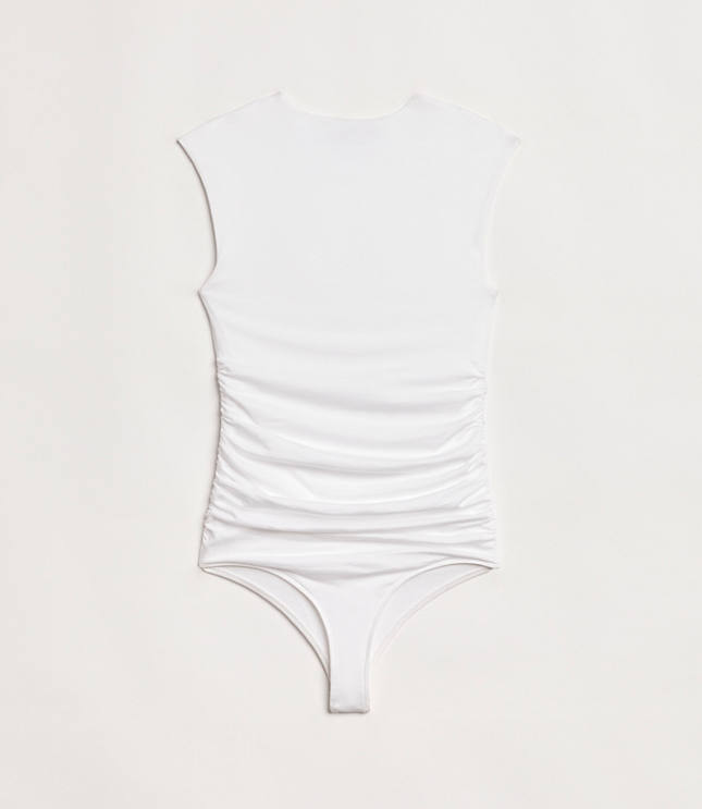 Petite LOFT Versa 360 Knit Ruched Square Neck Bodysuit