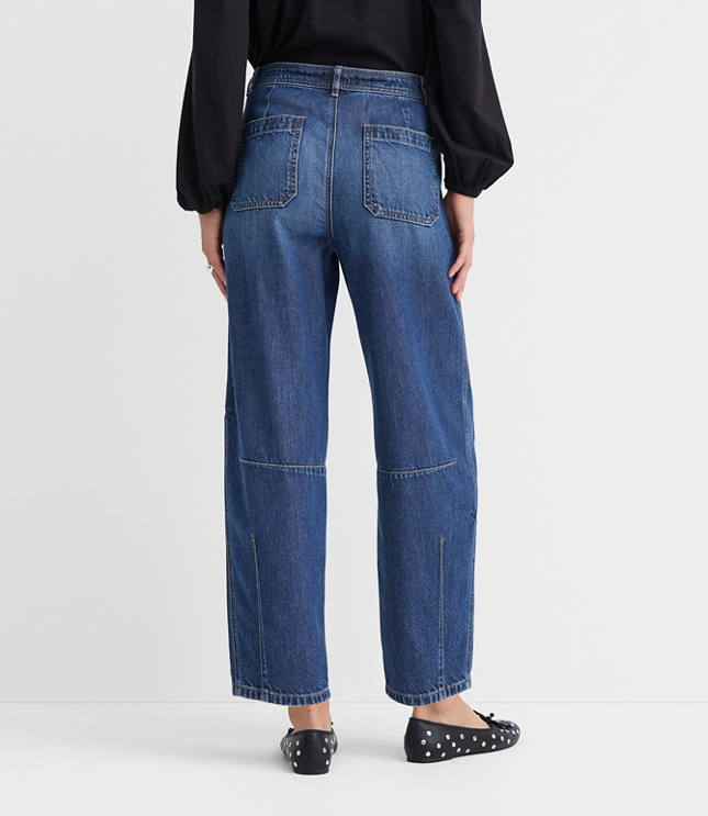 Curvy High Rise Barrel Jeans in Dark Wash