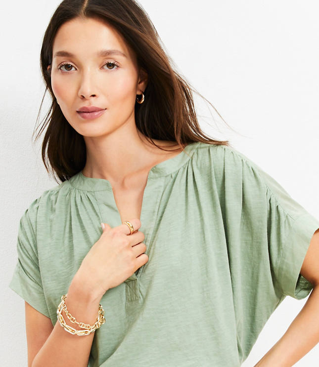 トップス no collar deep v neck ponte tops Sleeveless Pintuck Blouse - Optic White White | NYDJ