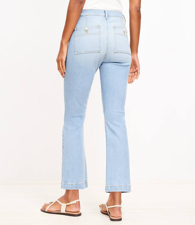 Petite Patch Pocket Kick Crop Jeans Bright Vintage Wash