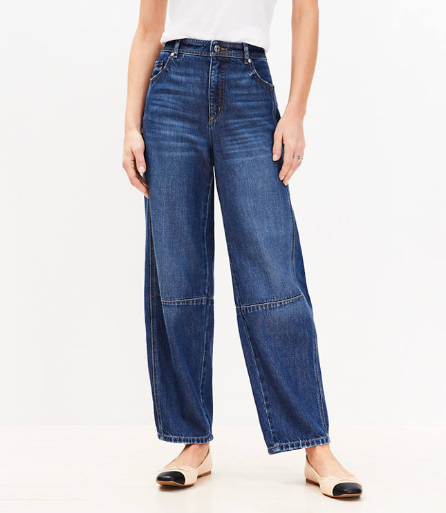 Tall High Rise Barrel Jeans in Dark Wash