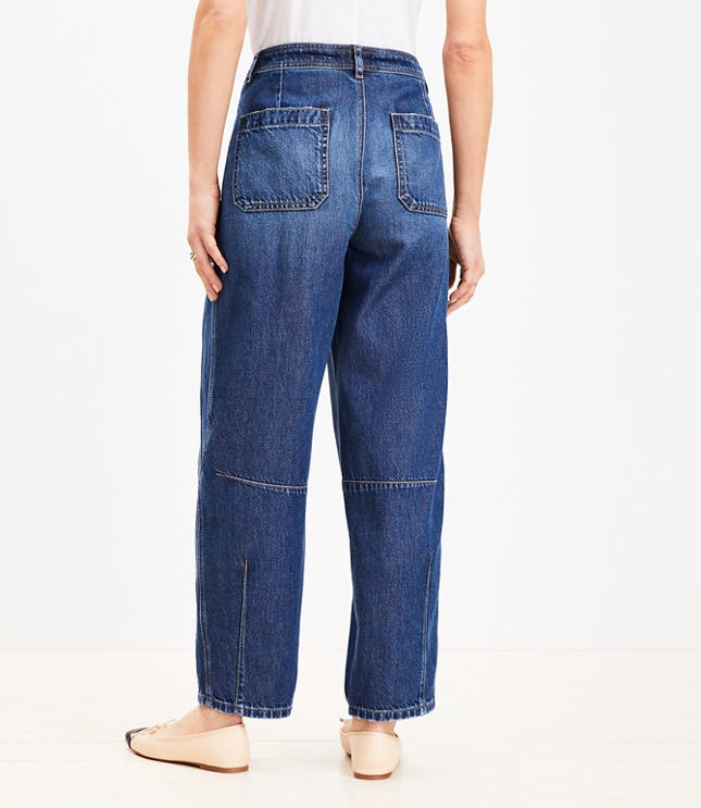 Petite Curvy High Rise Barrel Jeans Dark Wash