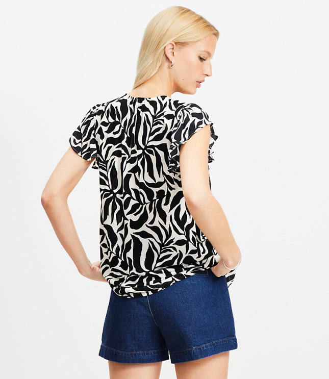 Fern Mixed Media Flutter Sleeve Top