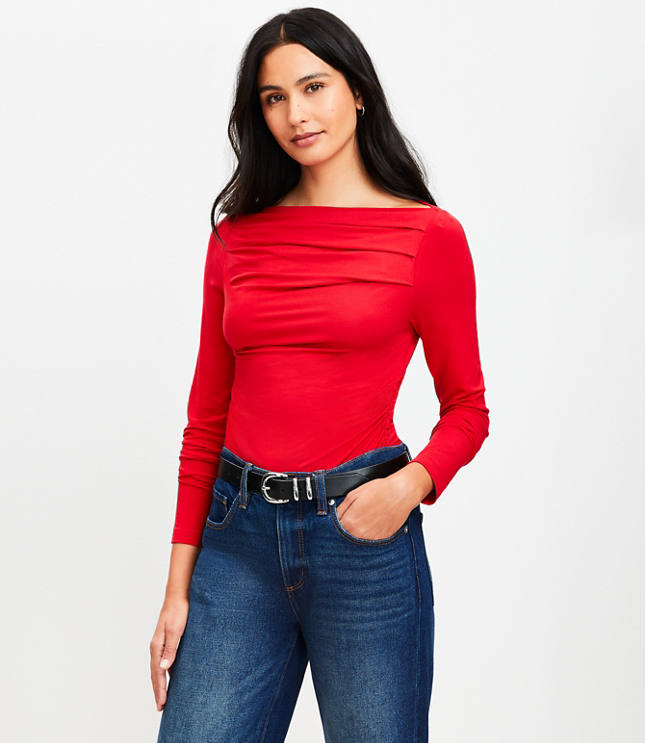 Petite Ruched Off The Shoulder Top