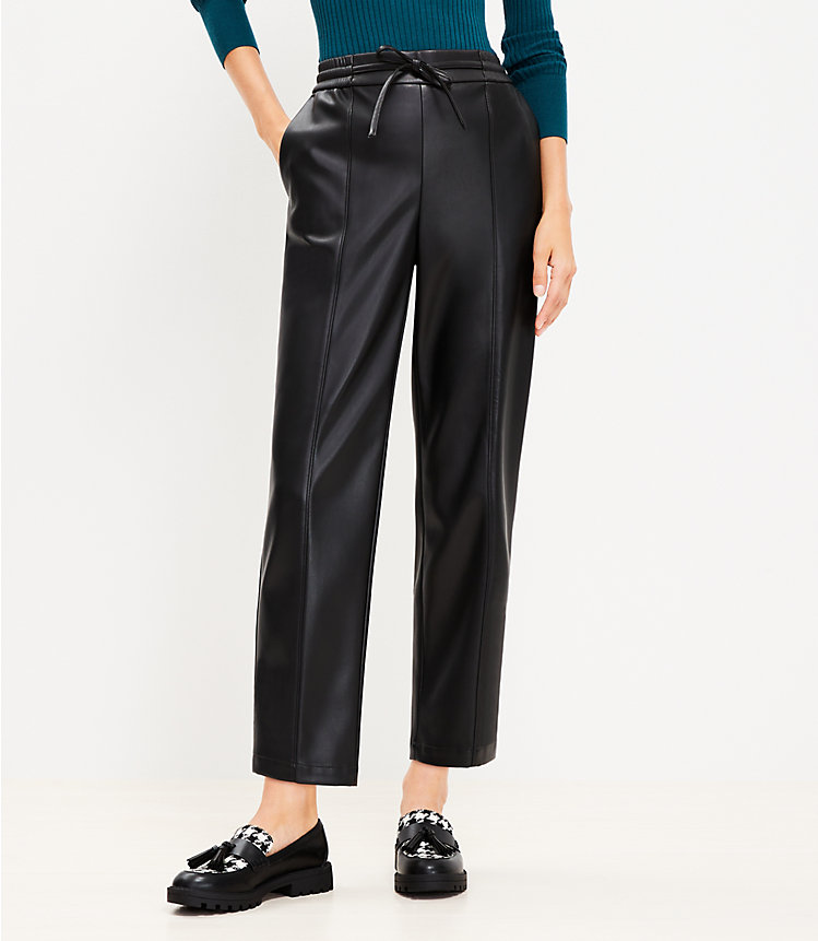 Jogger Pants in Faux Leather image number null